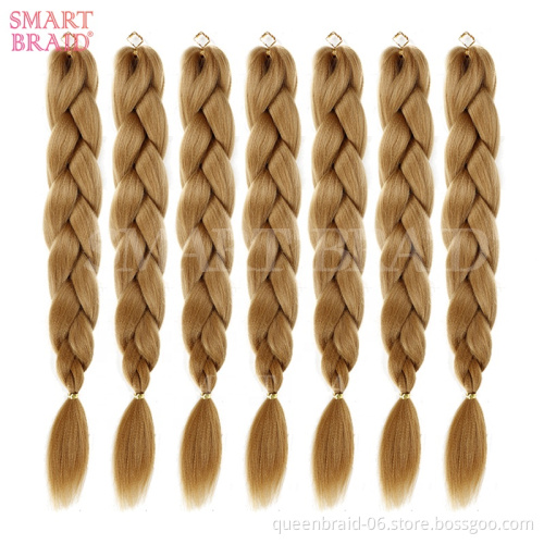 2 Pack Wholesale  Hot Sale Easy Braiding Hair  Pre Stretch Soft Yaki Synthetic Crochet Braid Hair Extension Stretched